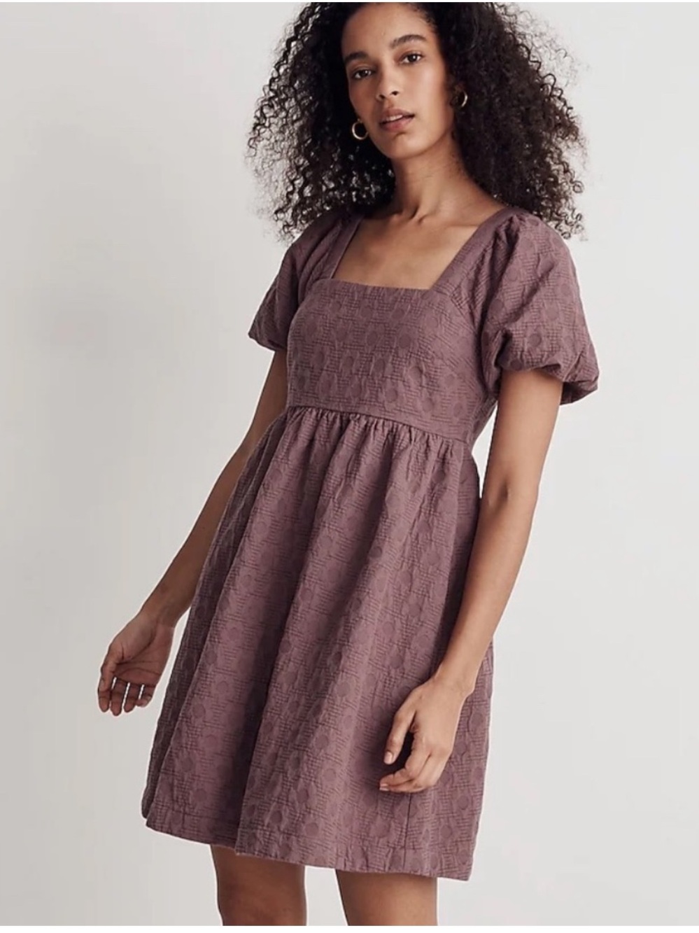Madewell Floral Quilted Puff-Sleeve Mini Dress XXL